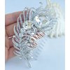 Sindary Wedding Headpiece 4.33" Rhinestone Crystal Bridal Peacock Feather Hair Comb (Silver-Tone Clear)