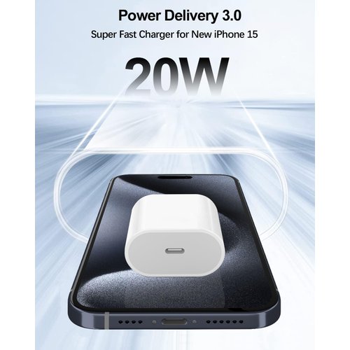 20W USB C Fast Charger for iPad Pro 13/12.9/11 inch, iPad Air 13/11 inch 5/4th Generation, iPad 10th, PD Block with 6.6ft USB C to C Charging Cable