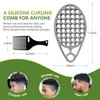 KOUPA Silicone Curly Hair Brush with Pick Comb, One Piece Twist Curl Comb for Afro Curls, Washable Hair Tool for Men Women, Grey