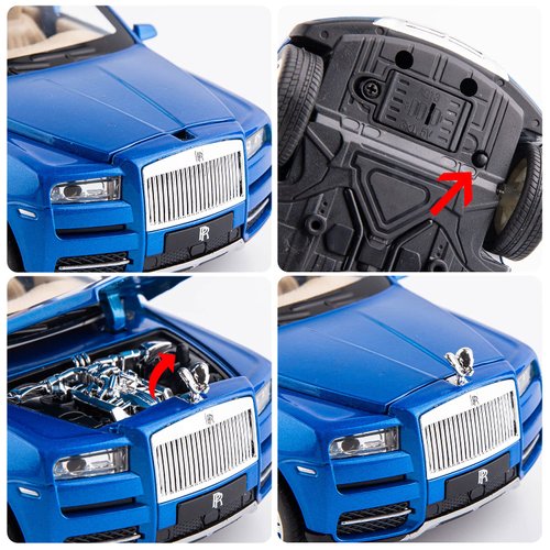 BDTCTK 1/24 Scale Rolls-Royce Cullinan SUV Model Car Toy, Zinc Alloy Pull Back Diecast Toy Cars with Sound and Light for Kids Boy Girl Gift (Blue)
