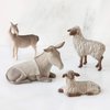 Willow Tree Sheltering Animals for The Holy Family, Giving Watch, Warmth, Protection, Gray-White Standing Goat, Gray Donkey, 2 White Sheep, Sculpted Hand-Painted Nativity Scene Figures, 4-Piece Set