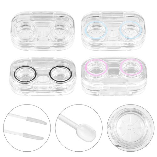 EXCEART 8Pcs Clear Contact Lens Case Mini Clear Flip Top Contact Lens Case Cute Portable Clear Contact Lens Case Contact Lens Holder Container Soak Storage Kit