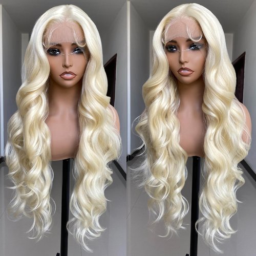 SISgrace 2/27 Ombre Highlight Lace Front Wigs Synthetic Body Wave Wear and Go 13x4x1 T-part Lace 28 Inch Pre-Plucked HD Glueless Ombre Lace Front Wig for Black Women