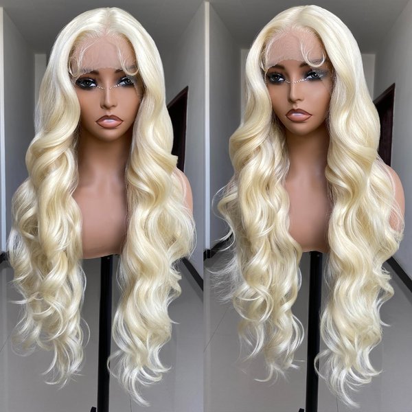 SISgrace 2/27 Ombre Highlight Lace Front Wigs Synthetic Body Wave Wear and Go 13x4x1 T-part Lace 28 Inch Pre-Plucked HD Glueless Ombre Lace Front Wig for Black Women
