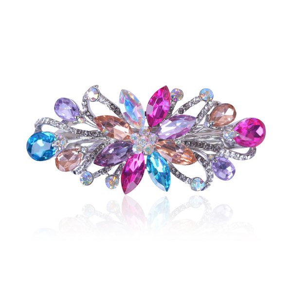 Sankuwen Flower Luxury Jewelry Design Hairpin Rhinestone Hair Barrette Clip,Also Perfect Mother's Day Gifts for Mom(Multicolor)