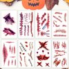 Konsait 120pcs Halloween Scars Tattoos, Halloween Bleeding Wound Temporary Tattoo, Zombie Vampire Makeup Bite Tattoo, Waterproof Fake Blood Tattoo for Kids Women Men Halloween Party Cosplay Costume