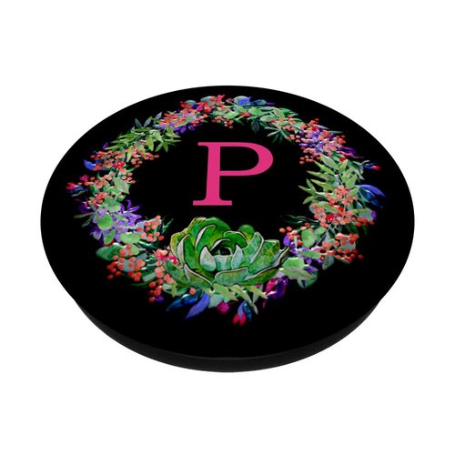 Cell Phone Pop Out Grip Holder,Cute Cactus Monogram Letter P PopSockets Grip and Stand for Phones and Tablets