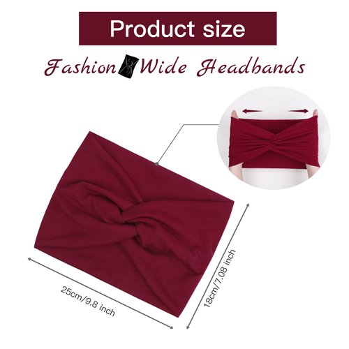 TERSE Headbands for Women Non Slip Soft Elastic Wide Hair Bands Yoga Running Workout Head Scarf 4 Packs