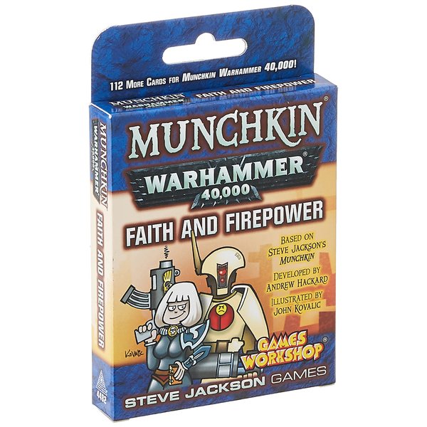 Steve Jackson Games Munchkin Warhammer 40,000: Faith and Firepower Card Game (Expansion) | 112 Cards | Family Game | Fantasy Adventure RPG | Ages 10+ | 3-6 Players | Avg Play Time 120 Min