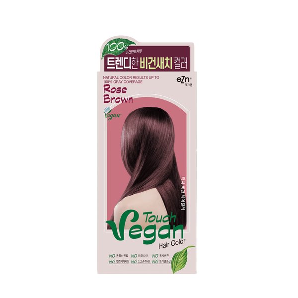 eZn Touch Vegan Permanent Hair Color, Permanent Hair Dye, Ammonia Free, No THB, No Triclosan, No Phthalates,No Gluten,Vegan, Cruelty Free, up to 100% Gray Coverage (Rose Brown)