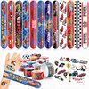 Cherisnowy 48 PCS Race car Party Favors 24PCS Tattoos Sticker 24PCS Slap Bracelets Wristbands Perfect for Themed Birthday Baby Showers or Classroom Rewards Ideal Decor and Gifts for Girls and Boys