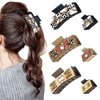 yesaior 6Pcs Baseball Hair Claw Clips, 4" and 2" Wooden Chip Printed Claw Clip Medium Non-slip Square Claw Hair Clips Cute Big Sports Hair Accessories for Women Girls Thick & Thin Hair