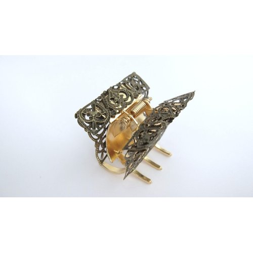 Generic Small/medium gold and bronze metal filigree hair claw clip jaw clip