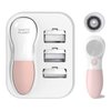 Raedia Daily Facial Cleansing Brush with 4 Interchangeable Brush Heads by Vanity Planet - Handheld, Lightweight for Glowing Skin - Water Resistant Face Exfoliator - Dusty Pink