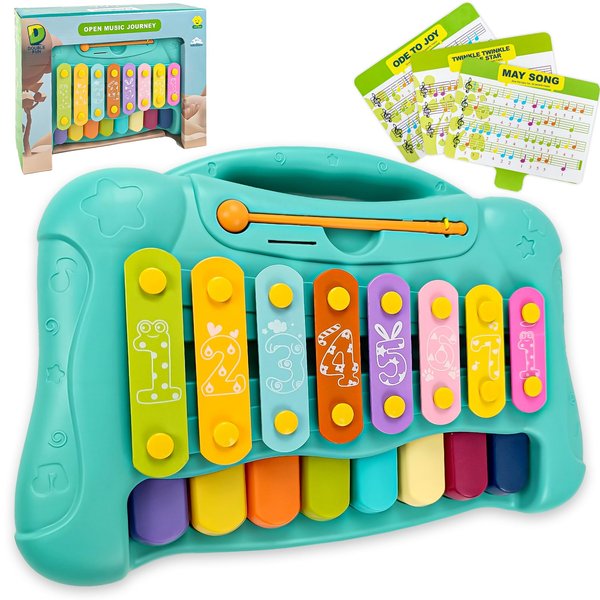 Dsvanay Baby Musical Toys,2 in 1 Toddlers Xylophone Piano with Mallets&6 Musical Scores,Music Instruments Learning Toys Gifts for Boys Girls 1 2 3 Years Old