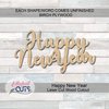 Happy New Year Wood Cutouts for crafts, Laser Cut Wood Shapes 5mm thick Baltic Birch Wood, Multiple Sizes Available