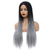 ROSEBONY Braided Wigs Long Box Braids Wig for Women Ombre Silver 28 Inch Micro Box Braids Fake Scalp Wig Synthetic Wigs (1B/GRAY)