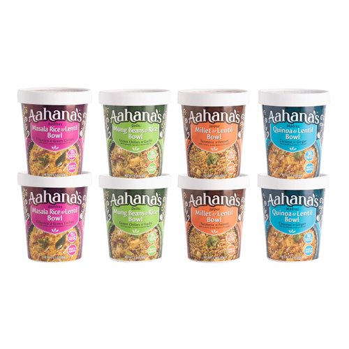 Aahana’s Lentil & Rice Bowls (Kitchari) | Vegan Gluten-Free Meals Ready-To-Eat| 15g Plant-Based Protein| Indian Vegetarian Meal | No Refrigeration Required| Just Add Water (8 Pack)