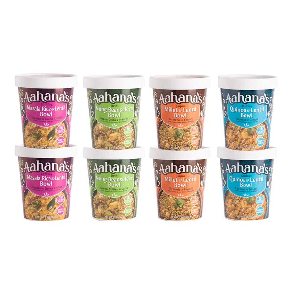 Aahana’s Lentil & Rice Bowls (Kitchari) | Vegan Gluten-Free Meals Ready-To-Eat| 15g Plant-Based Protein| Indian Vegetarian Meal | No Refrigeration Required| Just Add Water (8 Pack)