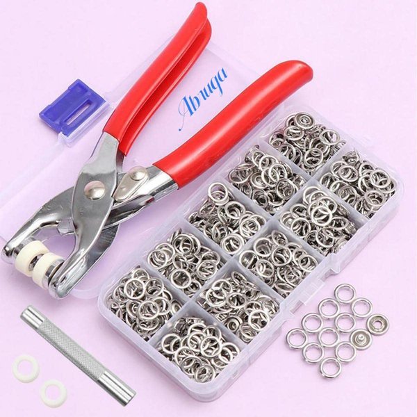100 Sets Abruga Metal Snaps Buttons, Five Claw Buckle Installation Plier Tool Set, Snap Fastener Plier Tool, Metal Prong Snaps Buttons for Clothing Leather Crafting Sewing