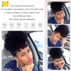 LEOSA Afro Puff Drawstring Ponytail Bun with Bangs Synthetic Short Kinky Curly Ponytail Updo Hair Extensions with Two Clips Natural looking Curly Women