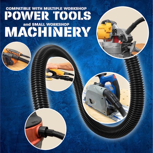 Peachtree Woodworking Supply 10 Foot Long Dust Collection Power Tool Hose Kit with 5 Fittings/Attachments for Multiple Types/Brands of Power Tools and Work Shop Vacuums