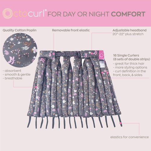 Octocurl Heatless Curls Headband - Hair Curlers for Overnight Curls, Heatless Curlers, Hair Curlers to Sleep In, Heatless Hair Curler, Curlers No Heat, Hair Rollers for Long Hair (Cotton - Lilac)