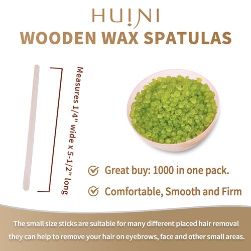 Huini 1000 Ct. Wooden Waxing Applicators Sticks for Face & Eyebrows Wax Spatula Hair Removal CD-S02-3