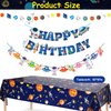 Outer Space Birthday Party Decorations Space Theme Party Supplies with Happy Birthday Banner Solar System Tablecloth for Galaxy Space Birthday Party Decor (Tablecloth+Flag Banner)