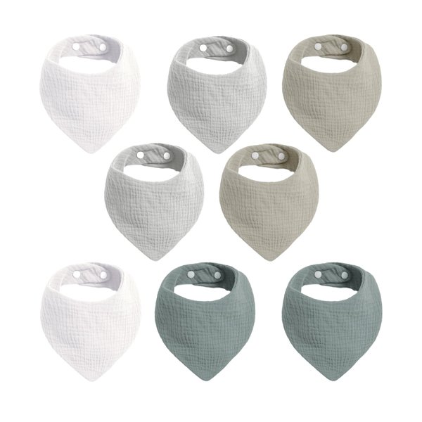 Cherub Baby Bandana Bibs, 8 Pack Super Absorbent Drool Bibs for Baby Boy Girl, Soft Muslin Baby Bibs for Drooling and Teething 0-36 Months