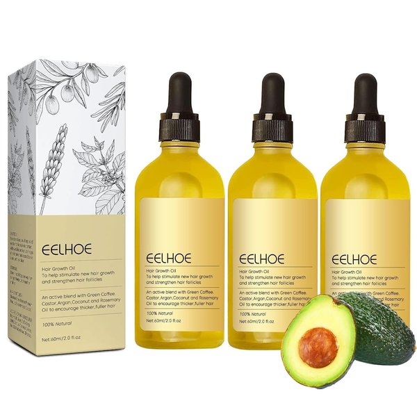 3Pcs Veganic Natural Hair Growth Oil, Veganic Hair Growth Oil, Carvenchi Natural Hair Growth Oil, Rosemary Oil for Hair Growth(180ML)
