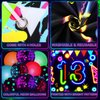Neon Birthday Party Decorations Glow Neon Happy 13th Birthday Yard Sign Banner (UV Black Light Reactive) and 20Pcs Fluorescent Neon Birthday Balloons for Glow in The Dark Birthday Party Supplies