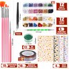 Nail Art Kit with Nail Glitter & Nail Sticker, Teenitor Nail Art Brushes for Beginners Nail Dotting Tool with Nail Gems Nail Art Striping Tape