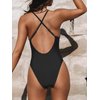 CUPSHE Women Swimsuit One Piece Bathing Suit Deep V Neck Crisscross Back Adjustable Strap Black M