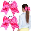 Hair Scrunchies Pink Ribbon Hair Accessories Cheer Hair Bows Hair Tie Breast Cancer Awareness Cheer Hair Bow Ties with Elastic Non Slip Ponytail Holder Hair Accessories for Party Supplies 2PCS
