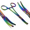 Hemostat Locking Forceps 5" Curved with Full Serrated Jaws Ideal for Clamping, Fishing, Firefighters Nurses Doctors + More (Rainbow)