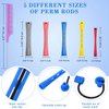 60 Pieces Hair Perm Rods Set Plastic Perming Rods Cold Wave Rods 5 Sizes Hair Curling Rollers with Rat Tail Hair Comb Stainless Steel Pintail Comb for Women Girls Hairdressing Styling