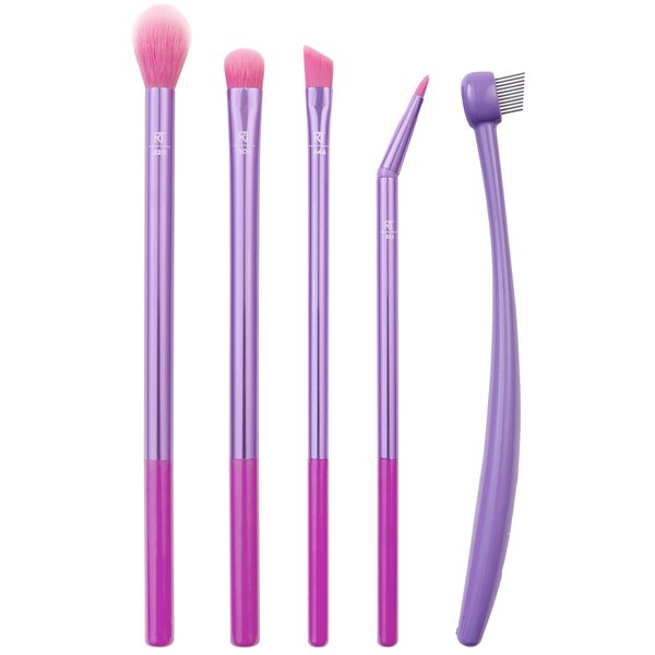 Real Techniques Eye Love Drama Makeup Brush Kit, Professional Eye Brush Set, Soft, Synthetic Bristles, Cosmetic Brushes For Eyeshadow, Eyebrow, Blending, Brows, and Eyelashes, 5 Piece Set