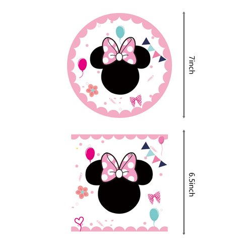 Birthday Party Supplies for Pink Minnie, Include 20 Plates and 20 Napkins, Pink Minnie Birthday Party Decorations