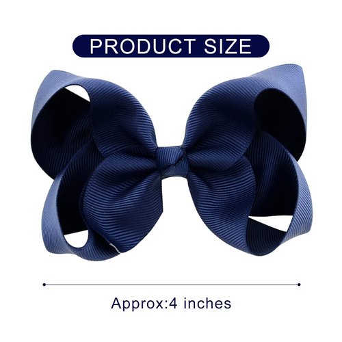 DEEKA 16 PCS 4" Hand-made Hair Bow Grosgrain Ribbon Solid Color Hair Bow Alligator Clips Hair Accessories for Little Teen Toddler Girls -Navy Blue