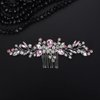 Teyglen Bride Crystal Wedding Hair Comb Pink Rhinestone Bridal Side Comb Wedding Hair Accessories Teardrop Pink Crystal Hair Piece Rhinestone Headpiece for Women Bride Girls (Pink)
