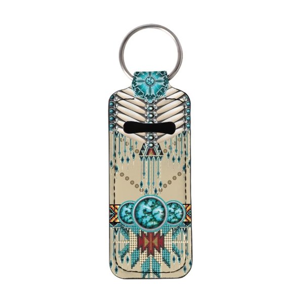 Bulopur American Indian Ethnic Chapstick Holder Keychain, Neoprene Chapstick Keychain Holder Lip gloss Holder Keychain