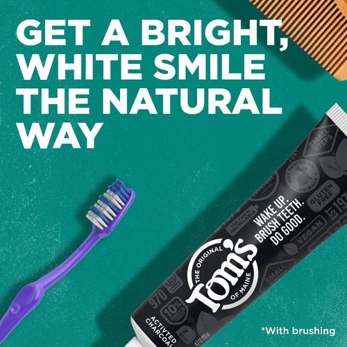 Tom's of Maine Activated Charcoal Whitening Toothpaste with Fluoride, Peppermint, 4.7 oz.