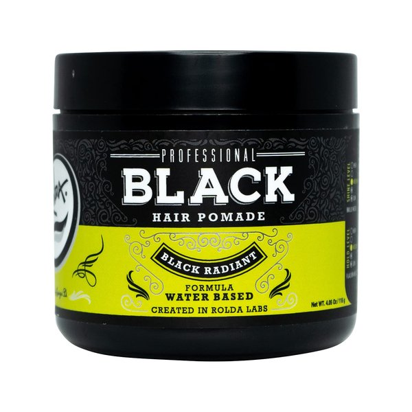 Rolda Black Pomade - Medium Hold With Radiant Shine - Grey Hair Coverage - Water-Based, All-Day, Flake-Free Formula