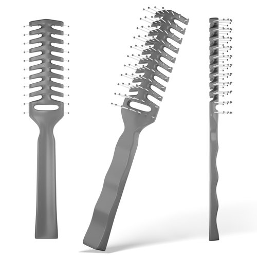 EZGOODZ Gray Vented Hair Brush 8 Inch. 12 Pack of Plastic Vent Brush for Hair. Detangling Brush with Rounded Rubber Tips and Ergonomic Handle. Wet Hair Brushes for Women and Men for All Hair Types