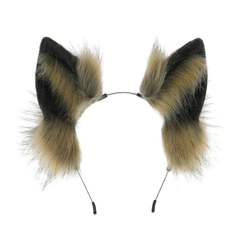 Dodheah Wolf Ears Headband Fox Cat Ears Hairband Animal Cosplay Headwear Halloween Christmas Costume Accessories Brown black