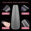LIONVISON Coffin Nails Tips Long: No C Curve GuideLines Nail Tips for Acrylic Nails, Full Cover Press on Nail tips, Full Matte Fake Nail Extension Tips for Beginners DIY Nail Salon, 12Sizes, 240PCS