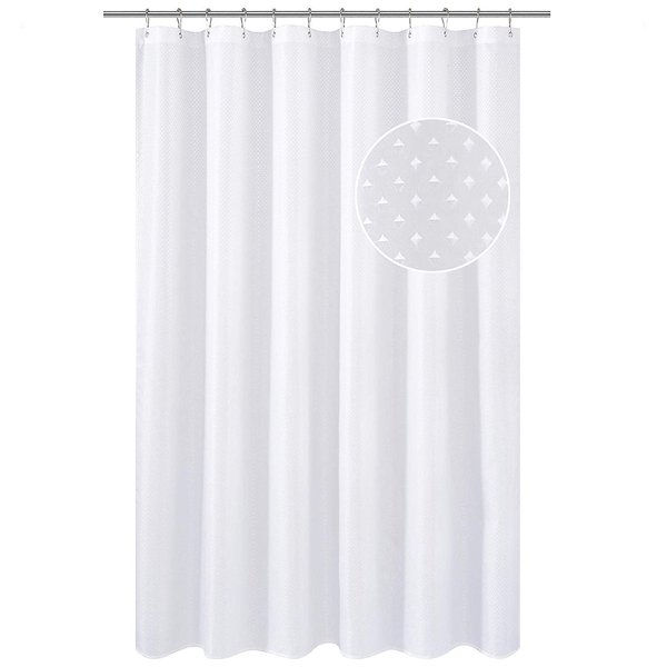 N&Y HOME Hotel Fabric Shower Curtain or Liner, Cloth Textured White Shower Curtain with Bottom Magnets, Machine Washable, 72 x 72 inches for Bathroom