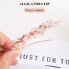 Sppry Wedding Hair Clips Set of 3 PCS - Floral Rhinestone Pearl Hair Accessories for Bridal Women (Rose Gold)