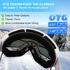 EXP VISION Snowboard Ski Goggles Men Women Youth, Anti Fog OTG Winter Snow Goggles Spherical Detachable Lens (Dream blue)